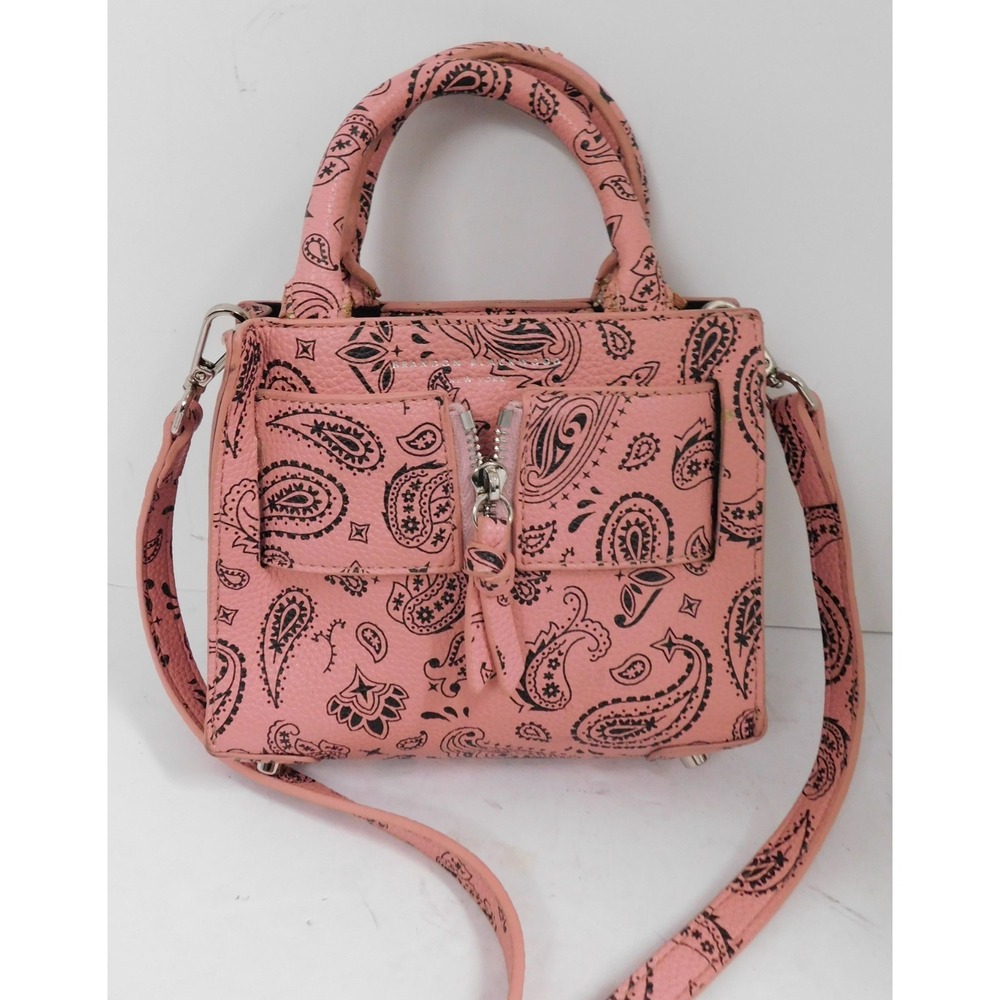 Brandon Blackwood Pink Black Paisley Satchel Top Handle Crossbody Bag